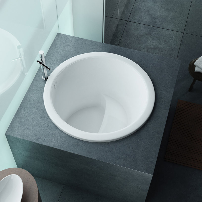 Hanalei 42" x 42" x 31" Round Combination Whirlpool And Massaging Air Jet Bathtub, Biscuit