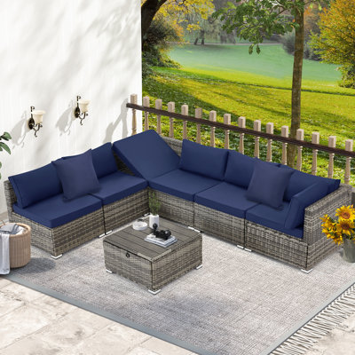 7 Pieces Outdoor Patio Set with WPC Coffee Table