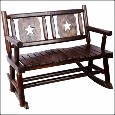 Banc à bascule d'extérieur en bois avec large siège courbé pour deux, parfait pour la détente dans le porche, le jardin et la cour arrière