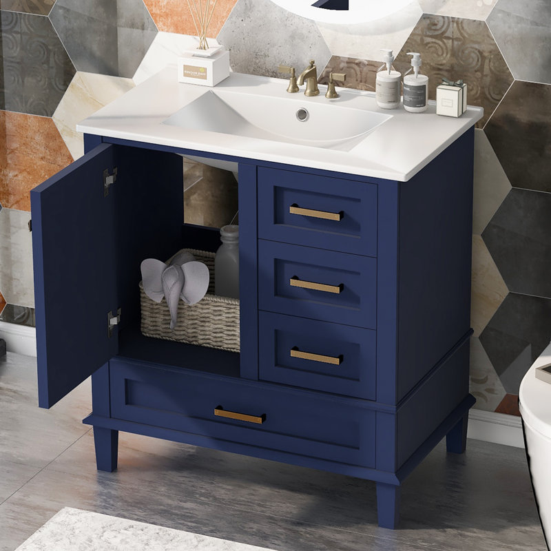 Ensemble de meuble-lavabo simple 30,03 po Megghan, Bleu