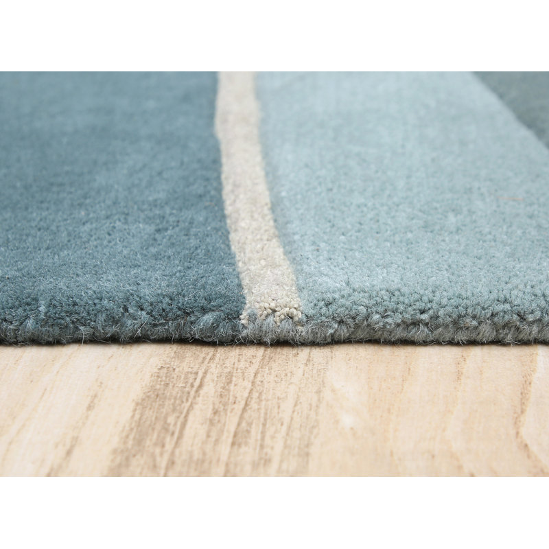 Patillo Cabo Handmade Wool Blue Ocean Waves Area Rug, Rectangle 2'3" x 3'9"