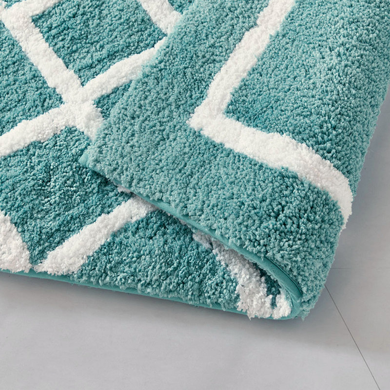 Tomohiko Microfiber Bath Rug, Aqua, 24"W x 60"L