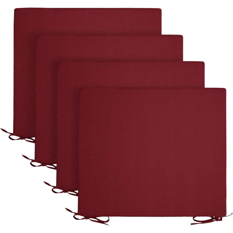 Outdoor  Seat Cushion (Set of 4) 18.5"Wx16"Dx3"H, Wine Red