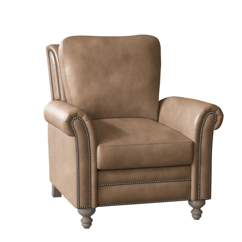 Richardson Recliner, Pewter, Stone, Anilina Cacao Genuine Leather