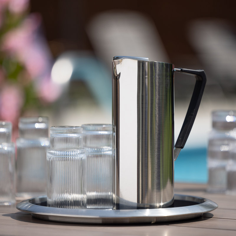 Slim Stainless Steel Double Wall Pitcher with Ice Guard