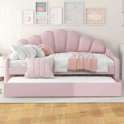Upholstered Velvet Tufted Daybed with Trundle