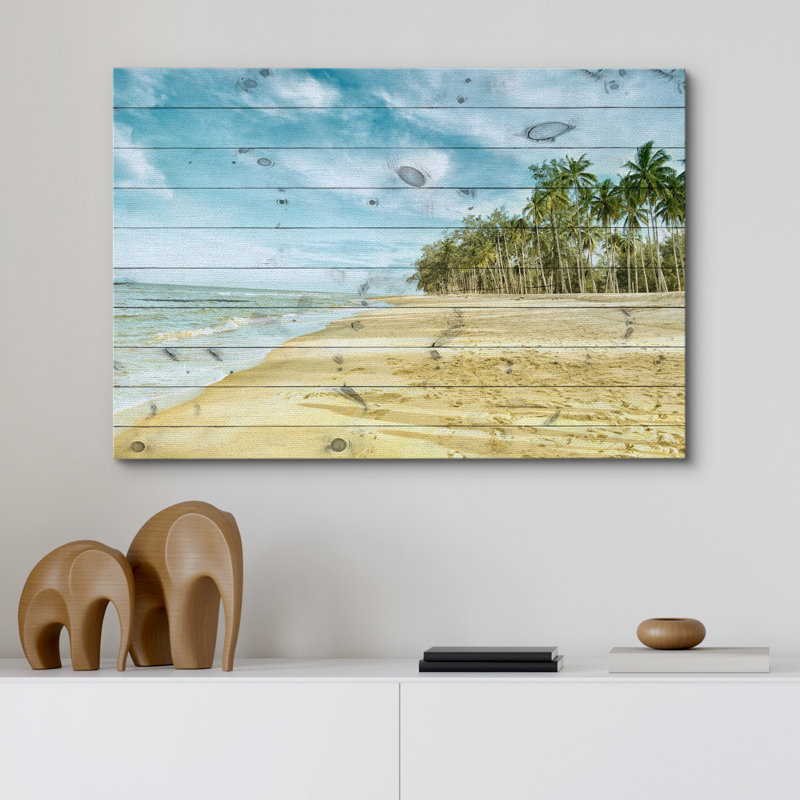 «Coastal Beach» IDÉE4WALL, art mural sur toile, scène romantique de la mer, reproduction d'art encadrée, H 12 po x l 18 po