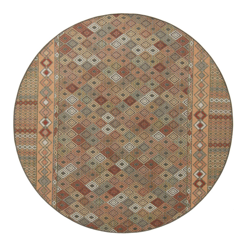 Jacquarius Moroccan Indoor / Outdoor Rug, Round 7'10"