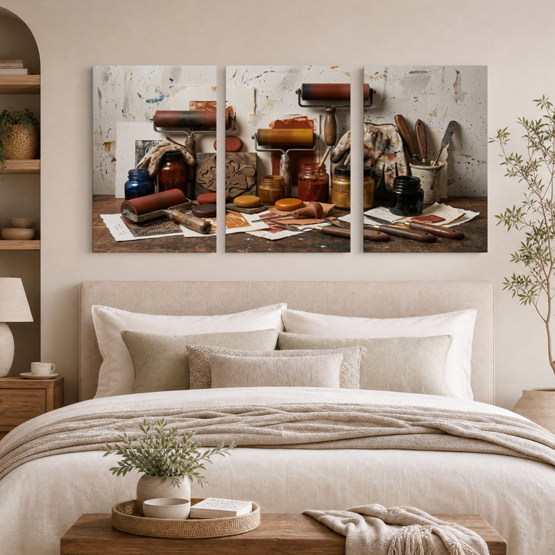 Ensemble de 3 impressions sur toile rustiques sur table, H 18 po x l 12 po x 3 pièces
