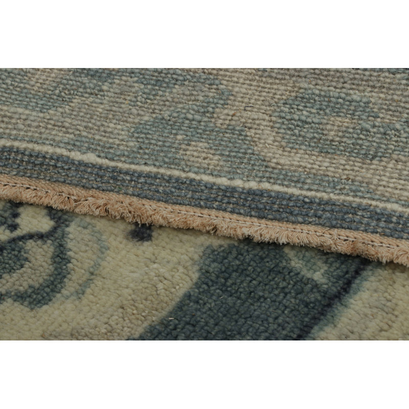 Rug & Kilim’S Oushak Style Rug In Blue, Gray And Cream With Medallions