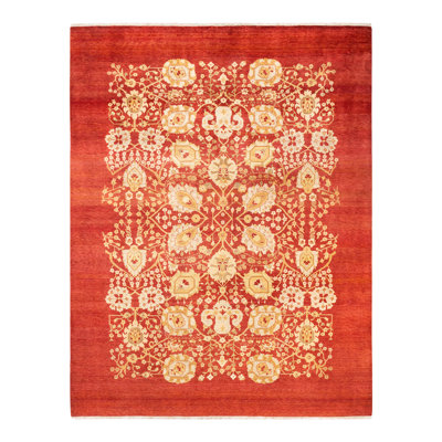 Tapis unique rouille noué à la main 9 pi 1 po x 12 pi Renhard Eclectic