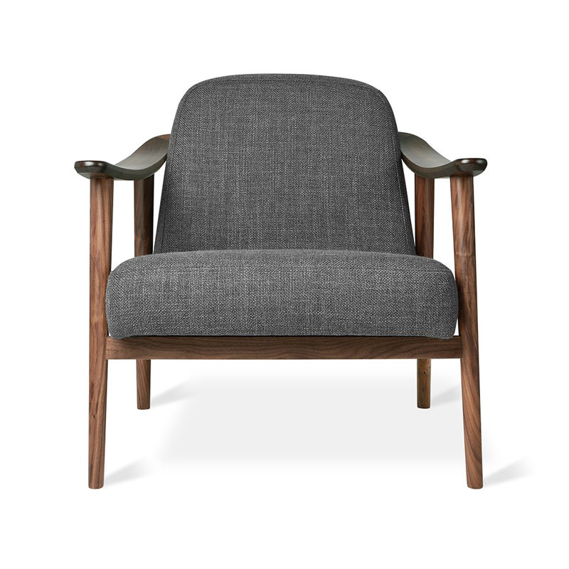 Baltic 76.2Cm Top Grain Leather Wide Armchair, Andorra Pewter Performance Basketweave, Walnut
