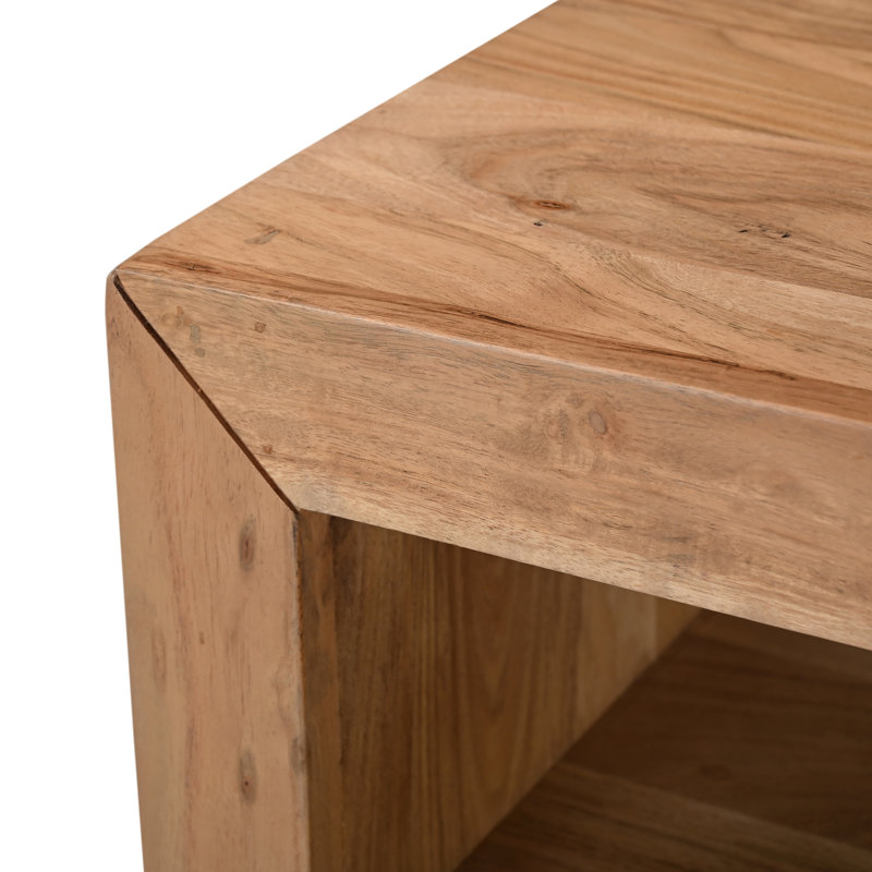 Solid Wood End Table, Brown Wood