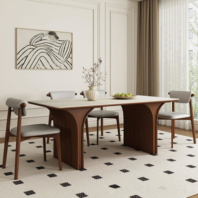 Modern Rectangular Rock Slab Dining Table Sets