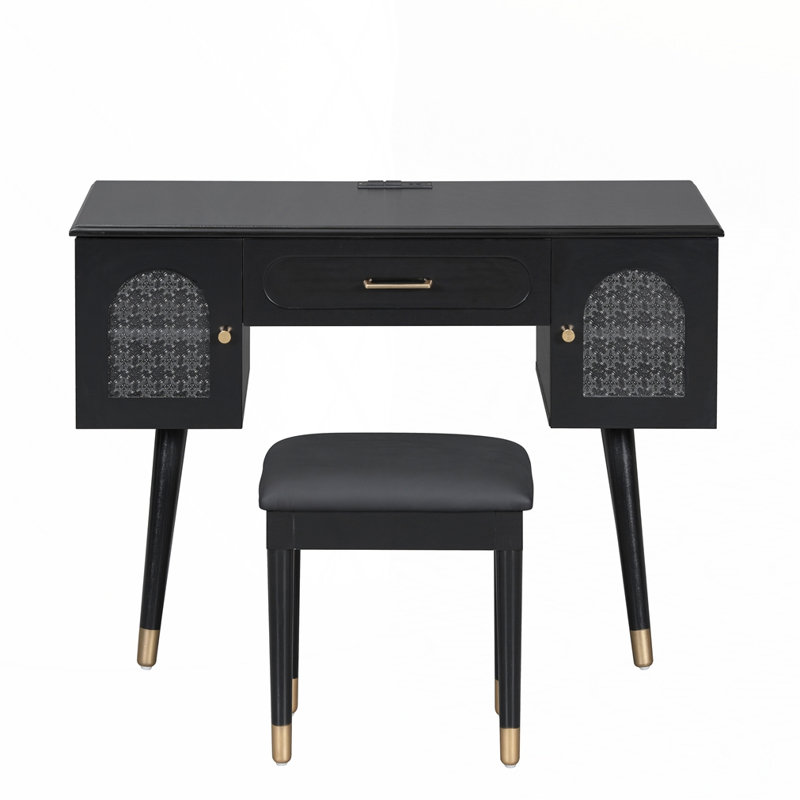 Ensemble de coiffeuse et coiffeuse Elegant, Noir