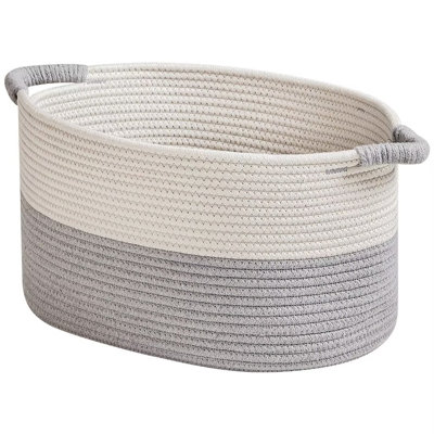 1 Pack Storage Baskets For Organizing | 15"X10.2"X9.1" Nursery Bin With Handles - Woven Cotton Rope Baskets For Dog Toys, Books, Shelf, Bathroom,Closet -Stylish Storage