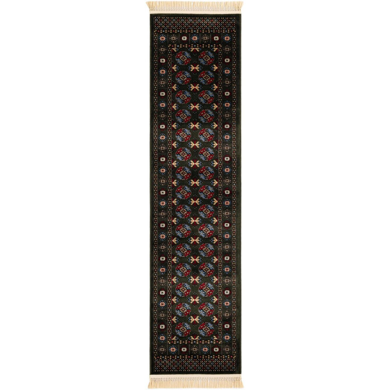 Tapis traditionnel Hinshaw vert foncé, Tapis de couloir 2 pi x 8 pi