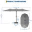 Parasol de patio à double face de 15 pieds avec 36 lumières solaires à DEL et base lestée pour la piscine, le jardin, la pelouse, la cour, la terrasse et la plage-985386549