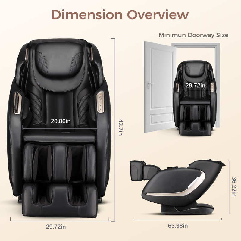 4D Full Body Massage Chair Zero Gravity With Auto Leg Extension App Control SL Track Shiatsu  Heated Recliner Black