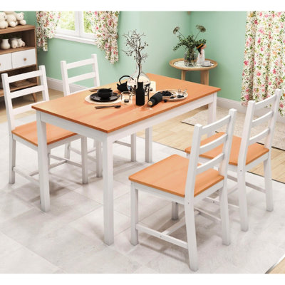 Table moderne, design compact, pin naturel, support de poids de chaise, apparence de pin massif de 43,47 po de profondeur, poids de la table jusqu'à 176 lb, couleur blanche