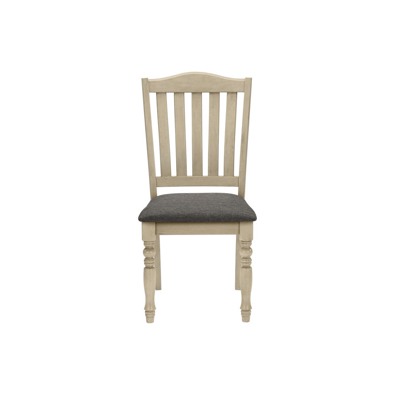Ensemble de 2 chaises de salle à manger Séoul Side, pieds tournés, bois gris, polyester