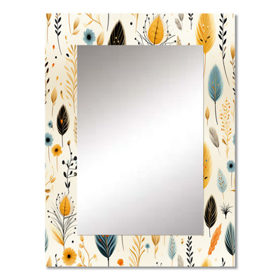 Vicini Earthy Elegance Boho Pattern - Floral Unique Wall Mirror, Cottage Mirror, Printed Metal Art