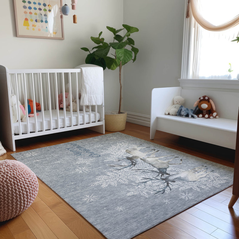 Premium Machine Washable Cerrito AMF213 Ash Rug, Rectangle 10' x 14'
