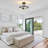 3 - Light Gold Semi Flush Mount Ceiling Light With Glass Shade-1443730261