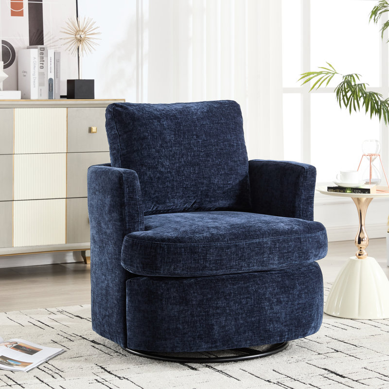 Chaise pivotante bleue à 360 degrés, tissu chenille doux, respirant et durable, tourne-disque, assemblage rapide, idéal pour la décoration de bureau, dimensions de 32,15 po, rotation de 59,19 lb,