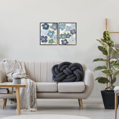 «Mod Blue Blooms Arrangements», ensemble de 2 giclées encadrées, design par Susan Arnot