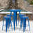 Colbert 30'' Round Metal Indoor-Outdoor Bar Table Set with 4 Square Seat Backless Stools-24678657-24678664