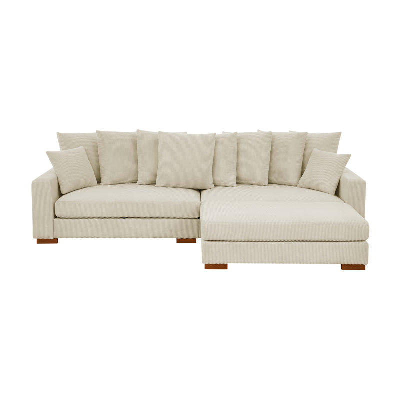 Nalewicki Corduroy L-Shaped Sectional Reversible, Cream Corduroy