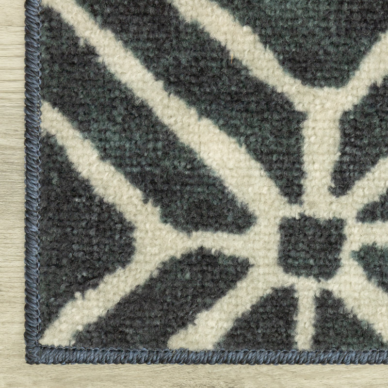 Tapis bleu délavé Modena Geo, Rectangle 1 pi 8 po x 2 pi 10 po