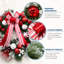 Couronne de Noël pré-illuminée de 61 cm (24 po) avec ruban et décorations pour porte d'entrée, mur et foyer