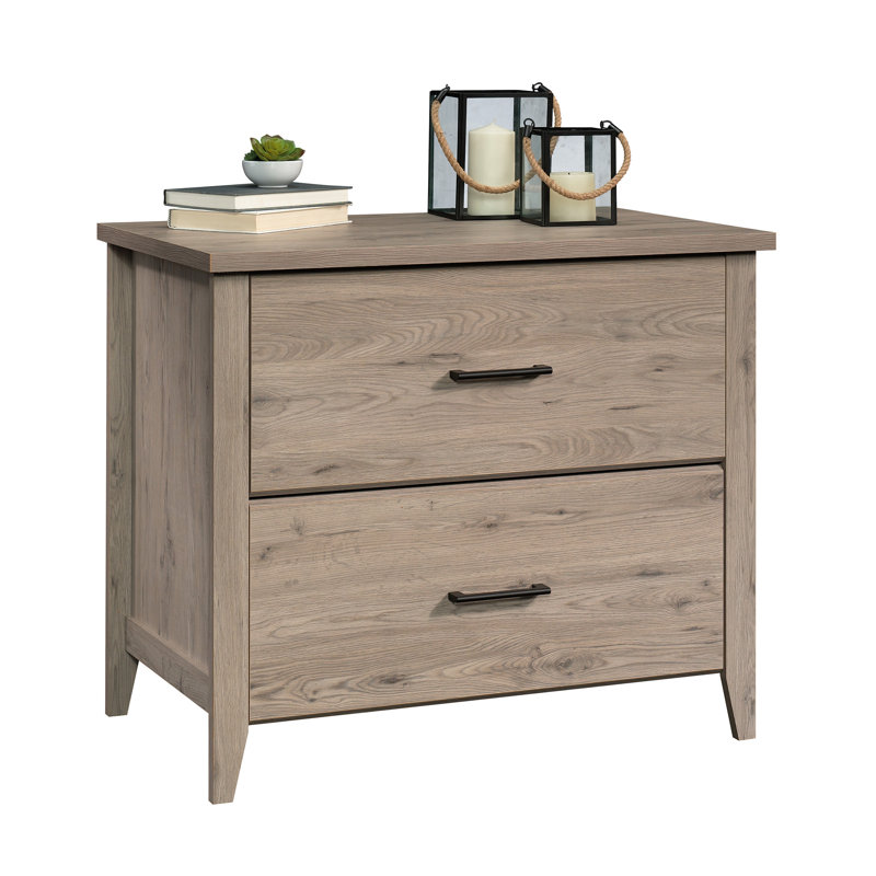 Engineered Wood Transitional Lateral File With 2 Drawers, Brown