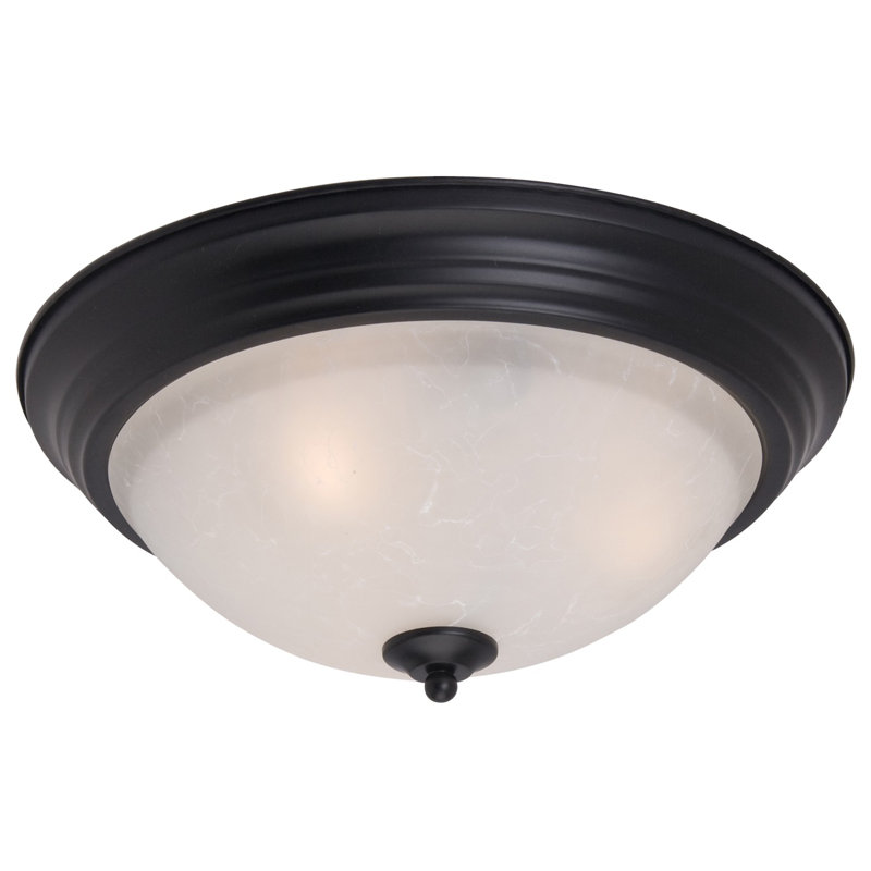 Atterbury Flush Mount, Frosted/Oil Rubbed Bronze, 6" H x 11.5" W