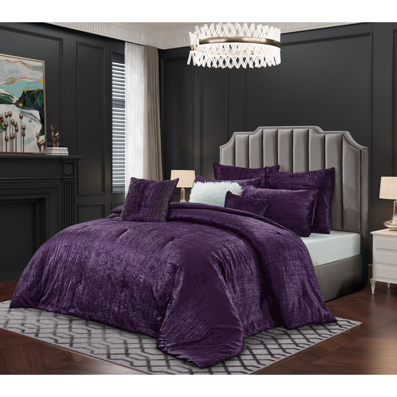 Ensemble d'édredon 8 pièces , Édredon double / grand + 7 pièces supplémentair, Mauve