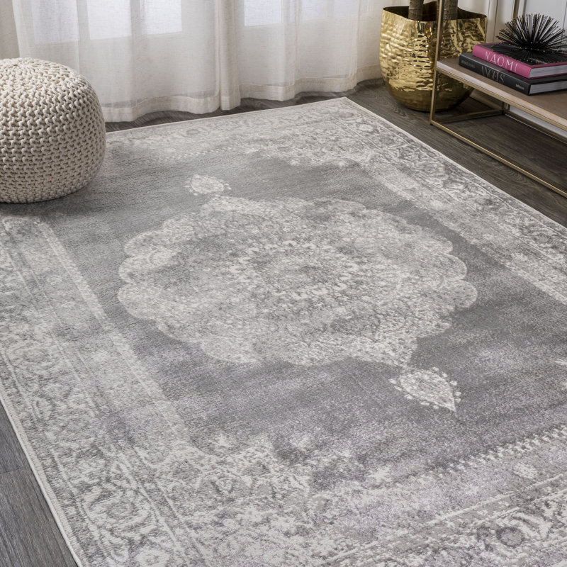 Verano Cottage Medallion Gray/Dark Gray Rug, Rectangle 5'3" x 7'6"