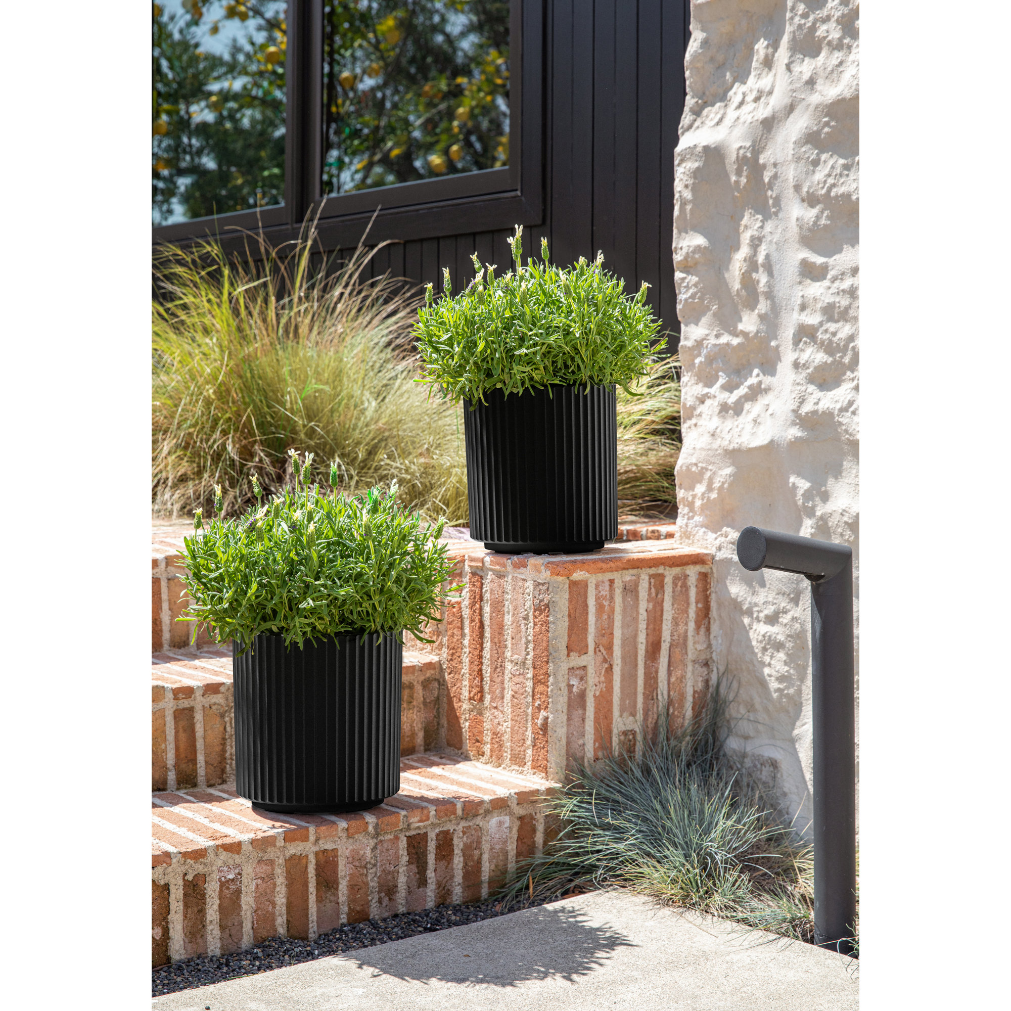 Demi Series Round Planter, 11.5" H x 10.5" W x 10.5" D, Black, 2