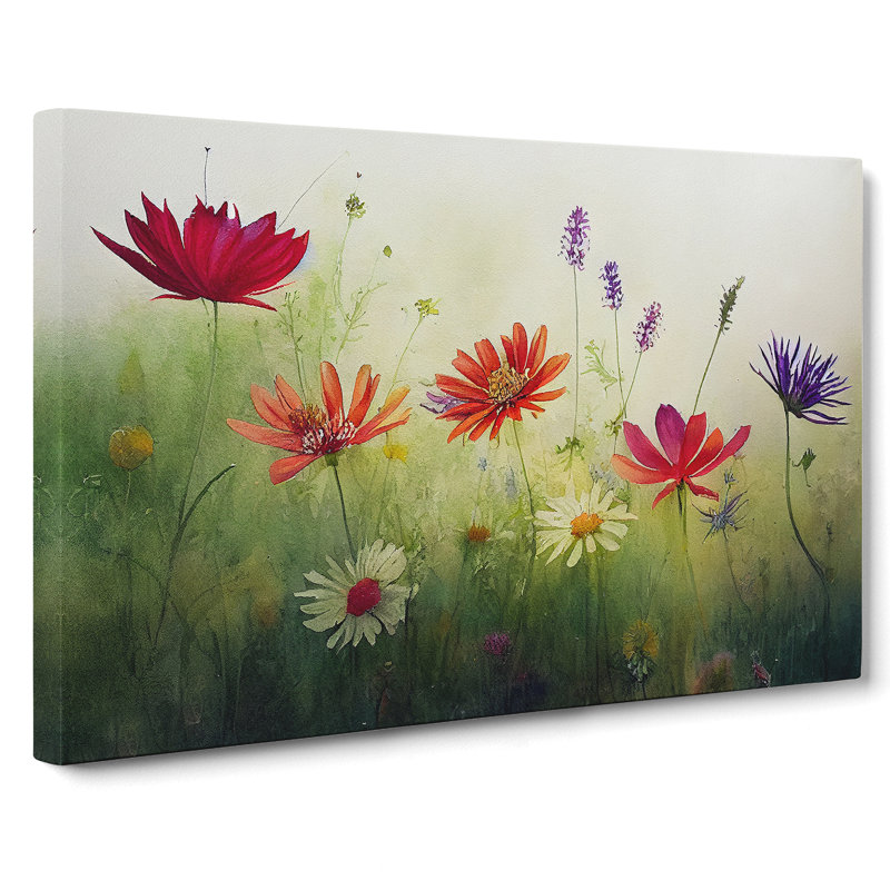 Expressive Wildflowers Floral - Wrapped Canvas, 50cm H x 76cm W x 3cm D