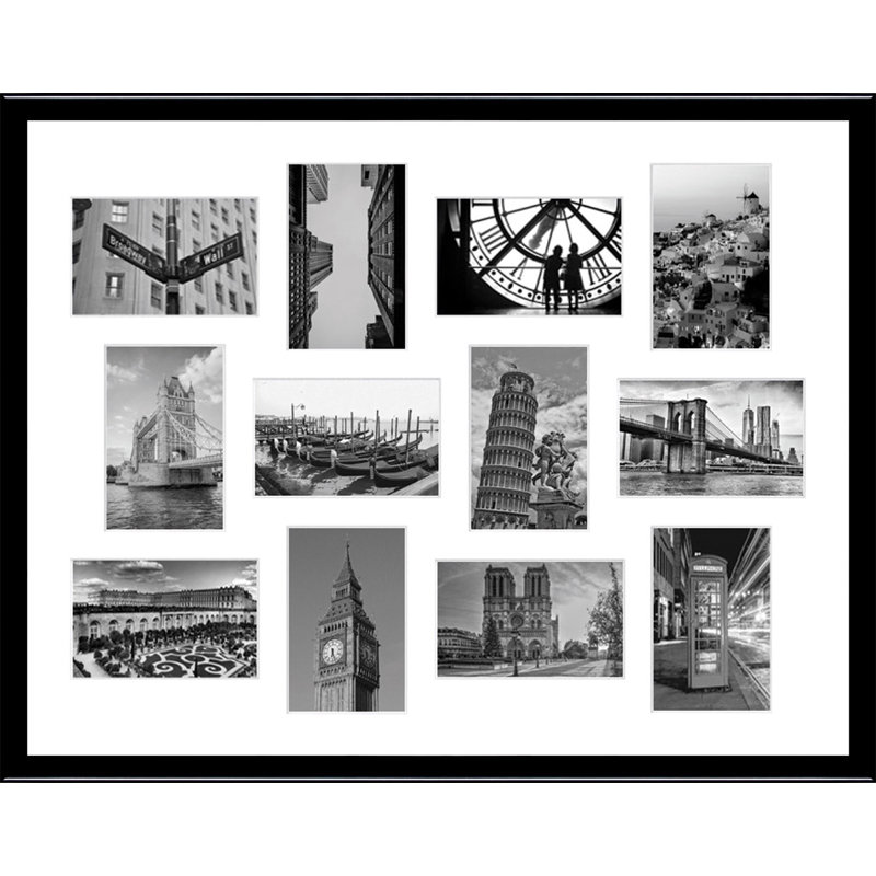 Kyeung Wood Picture Frame with Mat, Glossy black