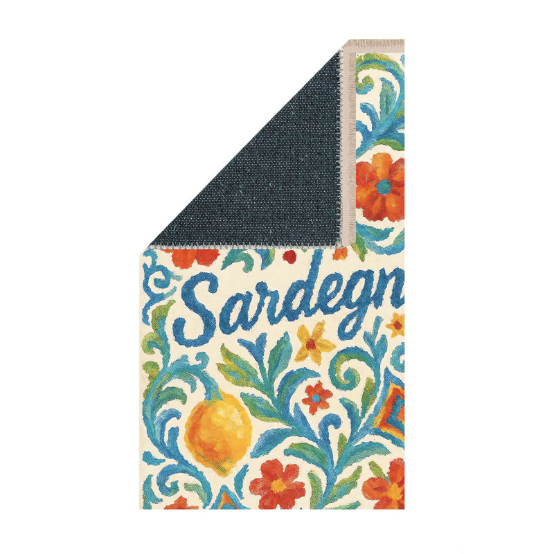 Tapis bleu marine et orange Sardinia