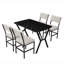 Ensemble de table et chaises de salle à manger extensible Modern (5 pièces), crème et noir | Dimensions: 43,3 po x 29,1 po x 29,1 po | Chaises 100% structure en métal avec tissu 100% lin, design élégant et durable-122495019