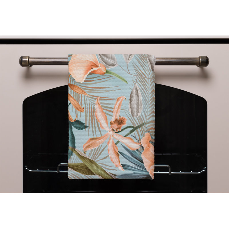 Cotton Floral Waffle Kitchen Towel