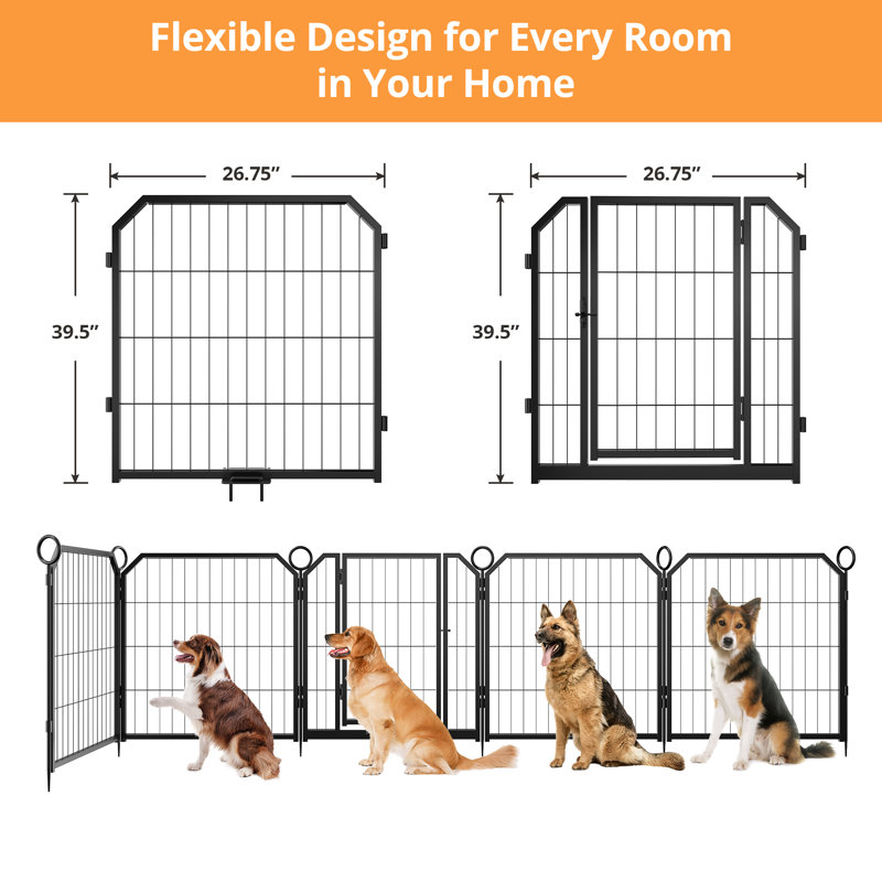 Barrière pour chien 40 pouces avec 16 panneaux en acier et très grand enclos pour animaux de compagnie