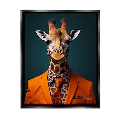 " Giraffe In Formal Suit Floater Frame " by RB
