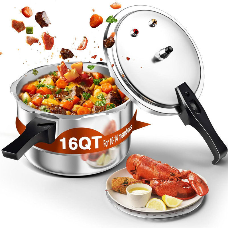 Autocuiseur en aluminium de 16 pte avec soupape de sûreté et verrous de sécurité WantJoin, 16 quarts