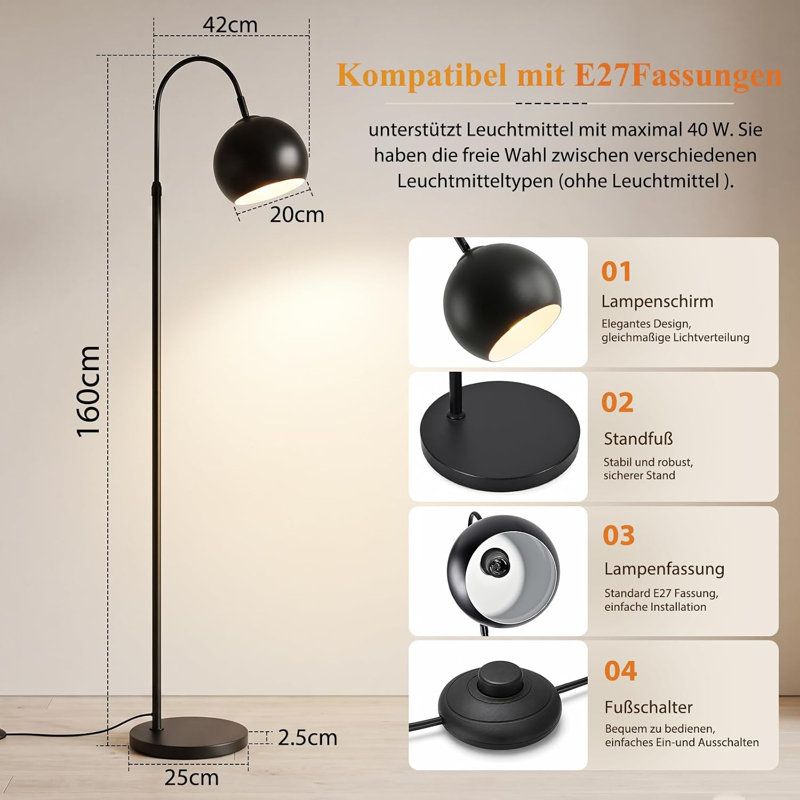 160 H cm Matte Swing Arm Floor Lamp
