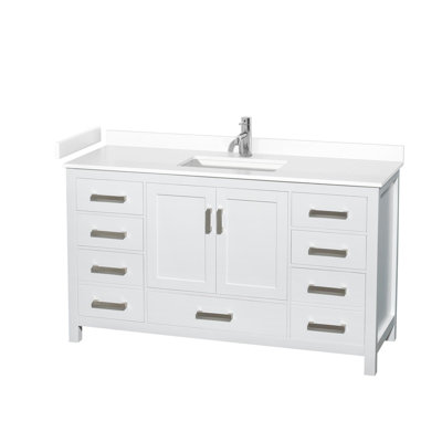 Meuble-lavabo simple autoportant 60 po avec plateau en marbre Sheffield