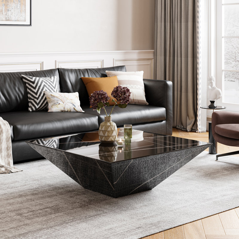 Table basse  Modern Drum, H 13,77 po x L 31,5 po x P 31,5 po, Noir